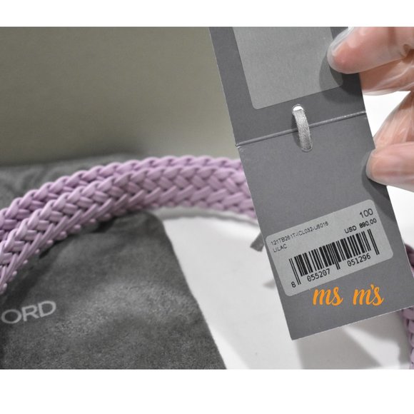 NIB TOM FORD  Lilac Purple 2.5cm Woven Leather Belt EU100